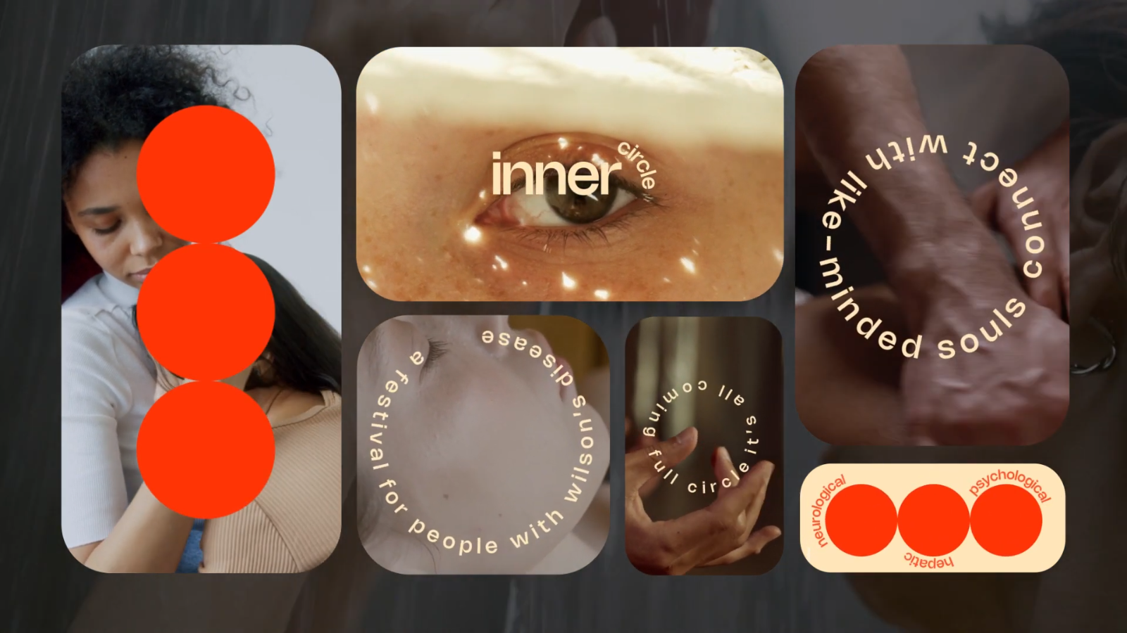 Bento Box Motion by Rachael Smith showing social media assets, logo and three orange circles