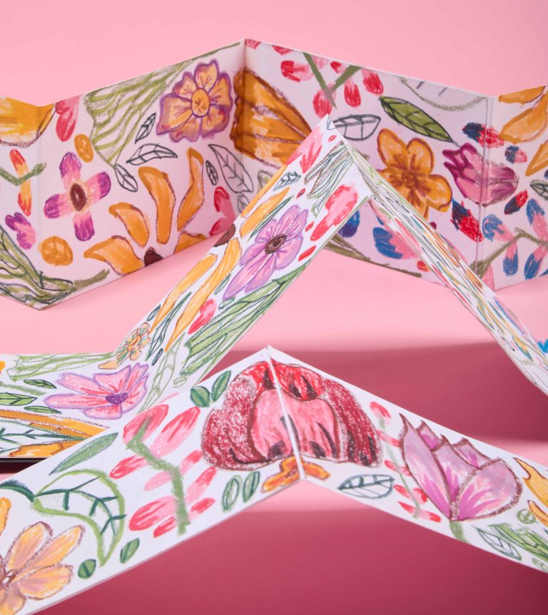 Floral concertina books by Kim Bradfield