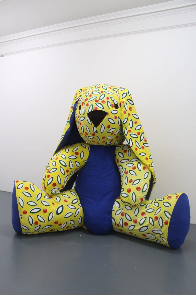 Sculptural work by Lauren Guest showing an 8 foot tall bunny rabbit