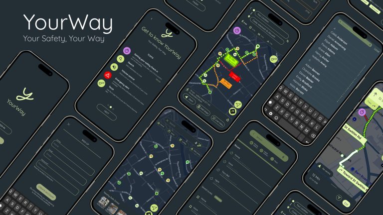 BSc UX Design work by Lizzy Lanfear featuring the feature image for YourWay with high fidelity mockups.