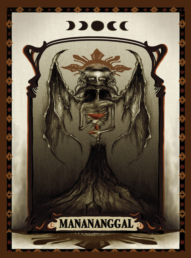 Illustration work by Anthea Dela Cruz showing a Filipino Shape-Shifting Mythology Creature, "The Mananggal"