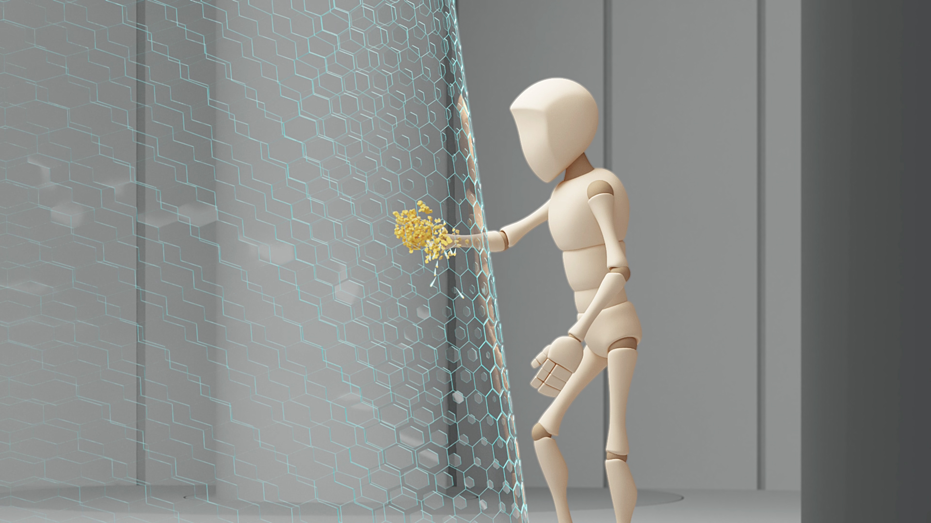 Animation and Visual Effects work by Kushal Modi showing First Year Project Mystery Box - Voxelization.
