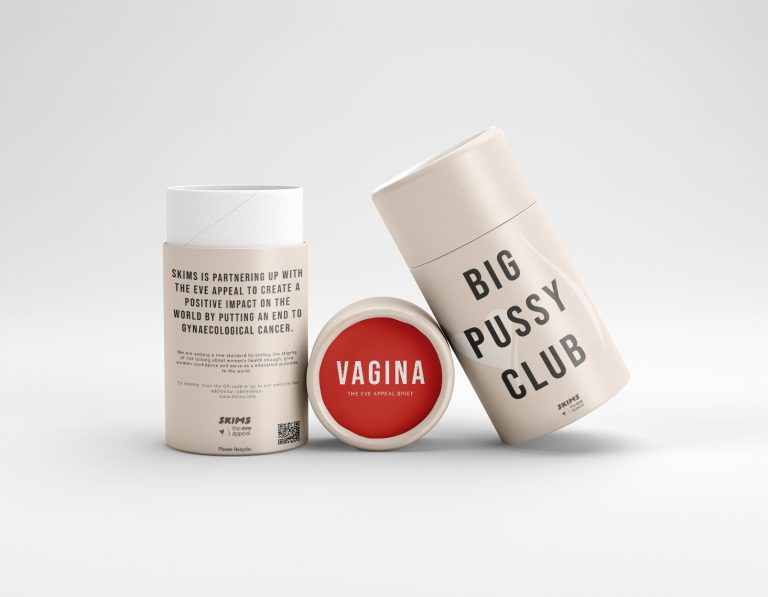 BA Marketing and Business by Megan Vaughan showing conceptual packaging. Featuring bold, cylinder designs, each colour represents a specific gynaecological cancer - with red symbolising vaginal cancer.