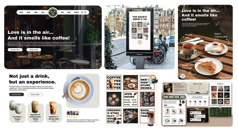 MA Communication Design work by Jade Guiraud featuring a brand identity project of a concept coffeeshop through website design, social media content and marketing strategy.