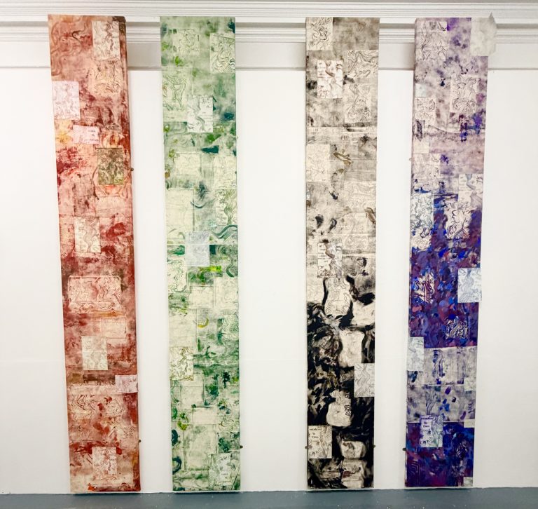 Fine art work by chrystal harrison showing a colourful and abstract painting