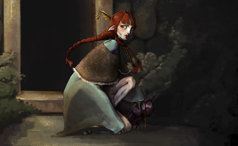 Digital illustration by Cody Glazebrook showing an on edge fantasy themed woman