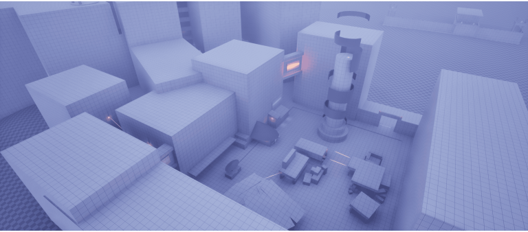 A Stray-inspired level block out created by a Games Art and Design student, Rebeca Dulmage.