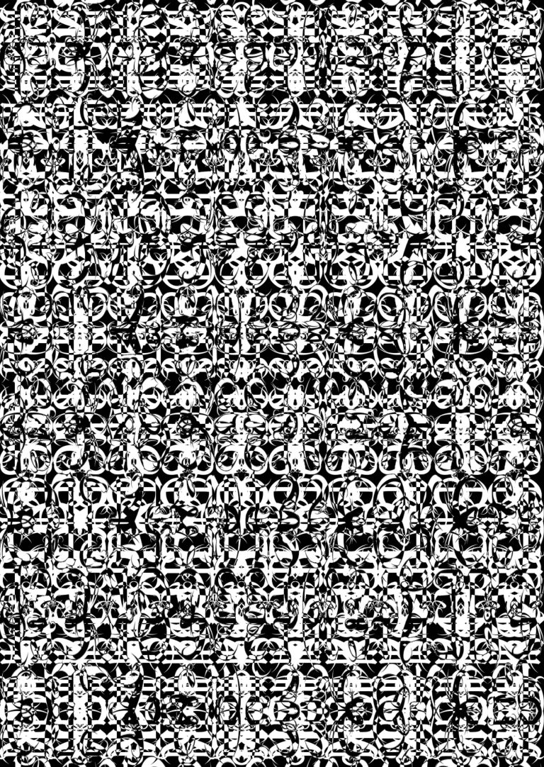 Fine Art Textile print showing the abstract blur between language and drawing
