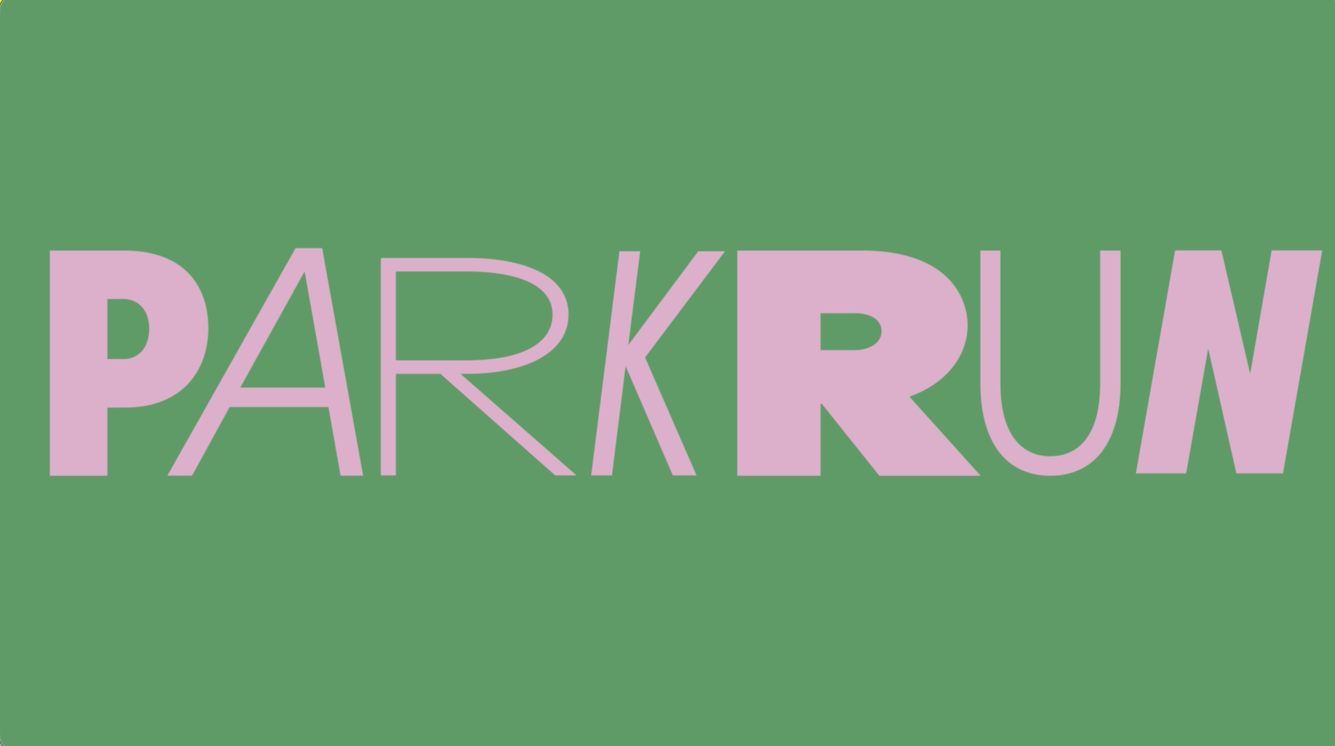 A short video of the letters of parkrun moving in and out in colourful type