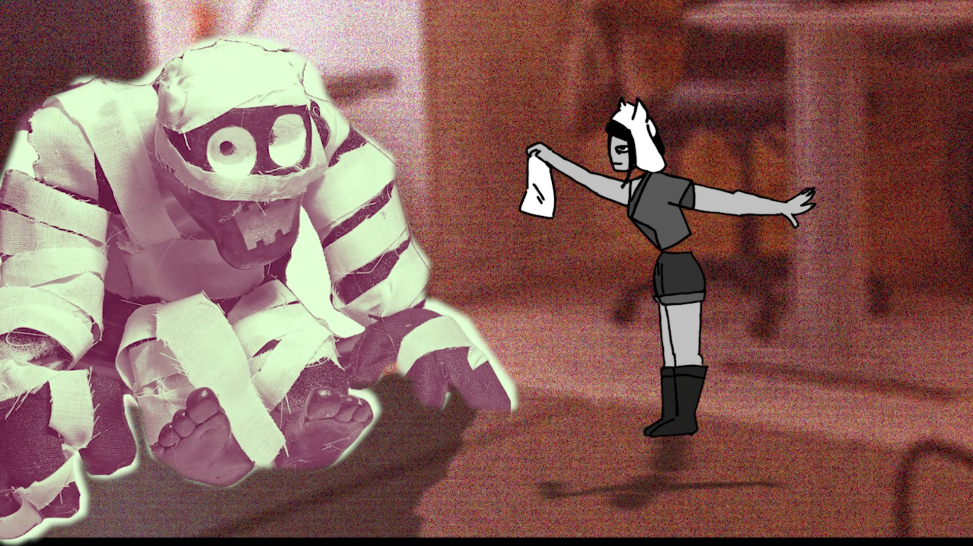 BA 2D Animation work by Millie Chambers featuring the adventures of a character as they go to find an item that was requested.