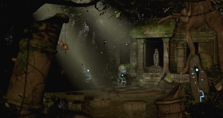 BA Games Art and Design work of a Spiritual Overgrown Temple By Amalie Fowler