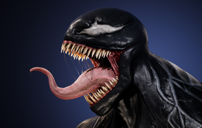 BA Games Art and Design work by Harvey Levy showing Venom a 3D character