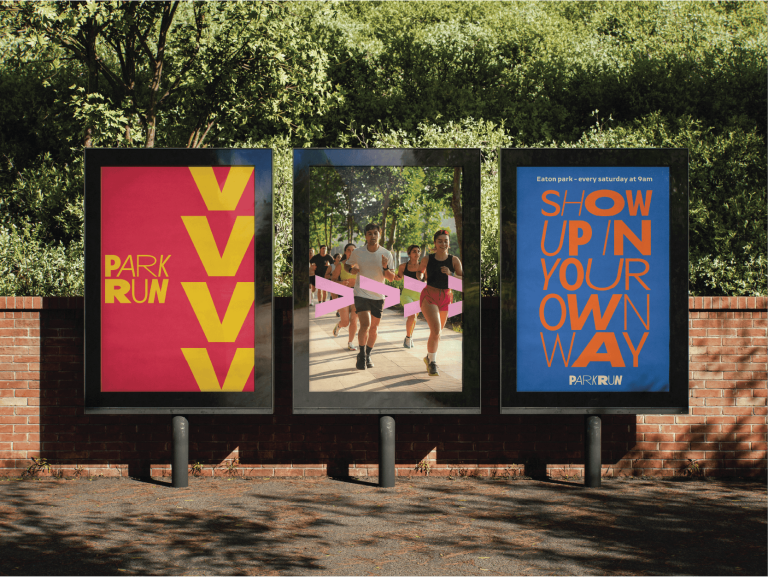 Graphic design posters by Manisha Ryatt showing colourful text and imagery