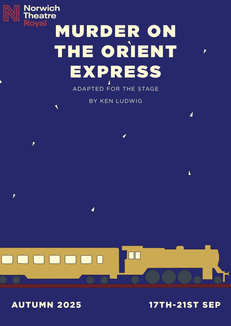 A redesigned modern theatre poster for the murder on the orient express