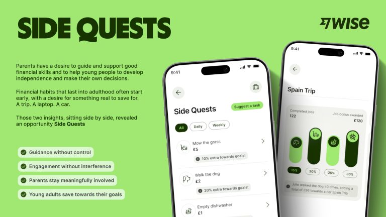 “Two mobile phone mockups showcasing a Neo banking app”
