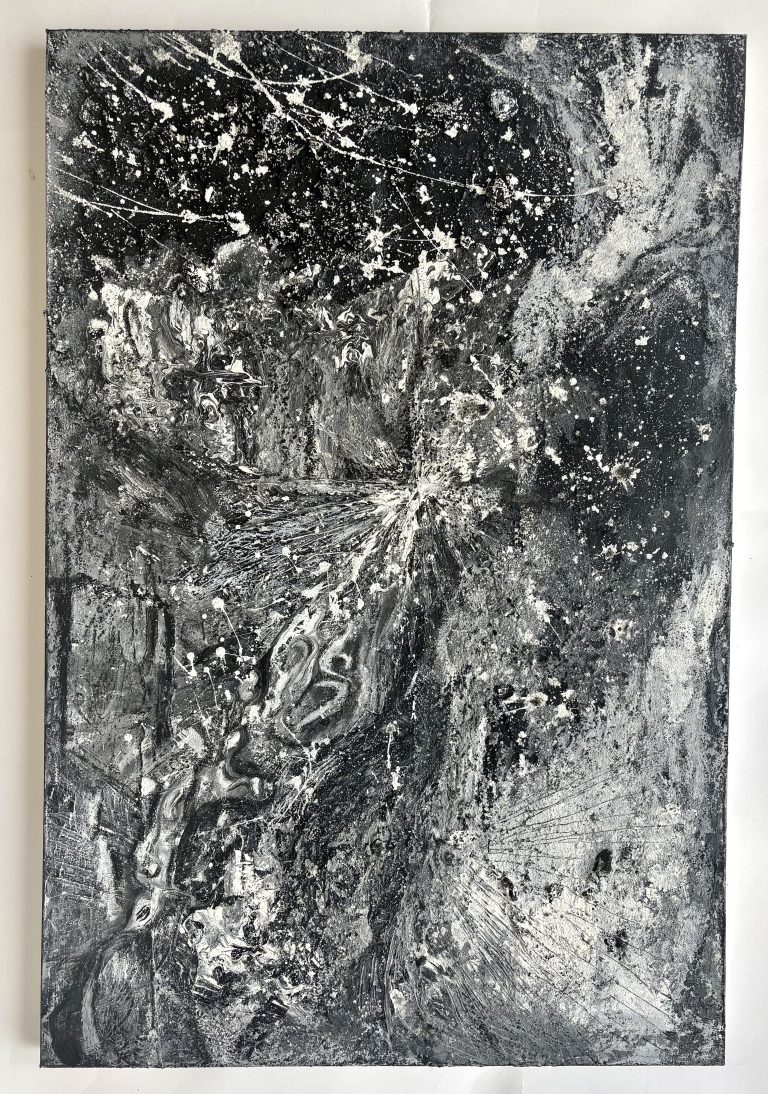 Fine Art work by Molly Mae Ryan, exploring automatism through monochromatic abstraction and gestural mark-making.