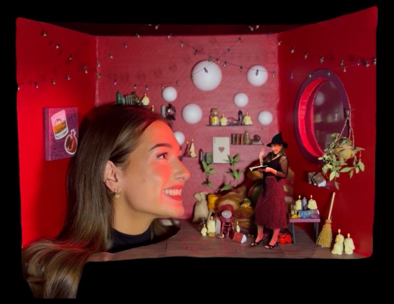 A still image taken from my graduate film, "Which Witch Is Which?", showcasing my compositing vfx shot. By Lottie Snook.