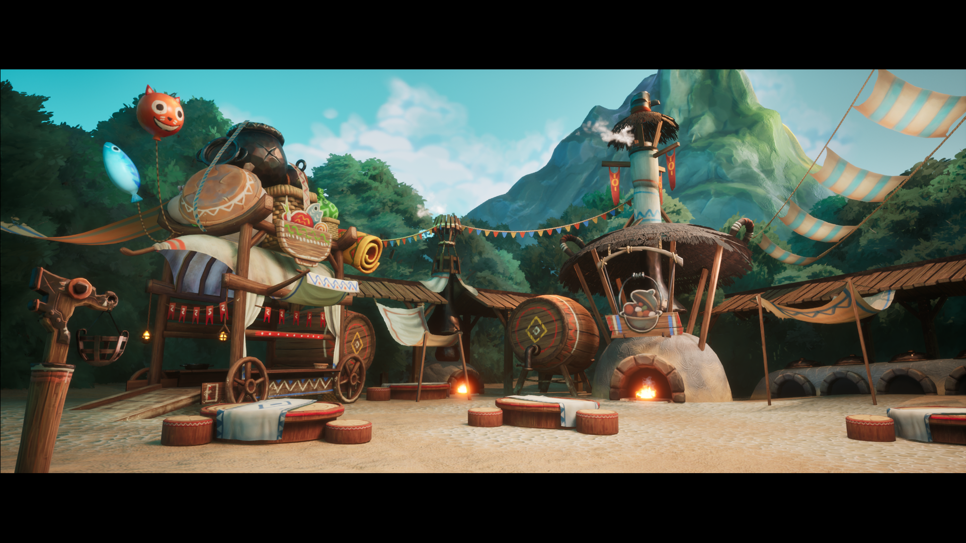 Video of Mountain Market project by Kit Clarke showing different parts of the scene and moving elements